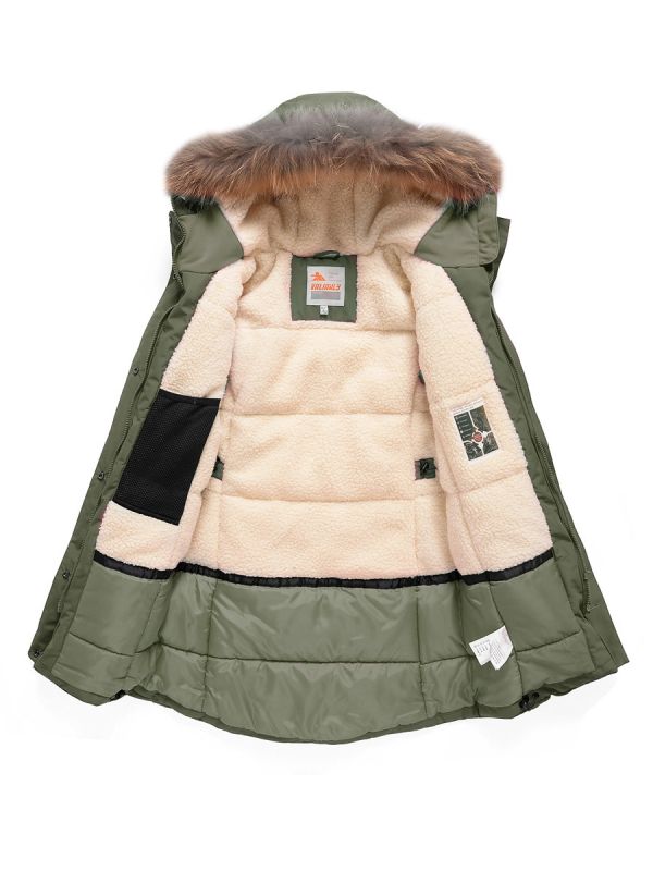 Winter parka for girls khaki 9042Kh